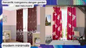 Gorden/hordeng/tirai smockring motif minimalis FREE hook&tali uk TINGGI 225CM hordeng kordeng gordyn