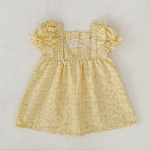 2026 New Summer Kids Princess Dress 2-6Yrs Short Sleeve Cotton Embroidery Girl Birthday Party European American Style Dress