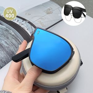 Sunglasses Foldable Myopia Glasses Cover TAC Sunglasses Folding Fit Over Glasses for Outdoor Travel Driving