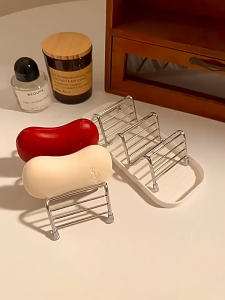 Anti‑Rust Stainless Steel Soap Dish Organizer with Drain Base for Multiple Bar Soap