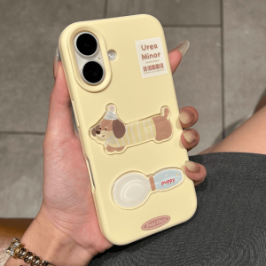 Apple 17Promax Phone Case Liquid Silicone Soft 14 Cute Dog Spoon Design Anti-Fall Protection Cover for iPhone 13 New 12ins Wind 11 Female Trend 16E Lovely 15Plus Spoon
