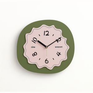 Mandelda Cream Style Wall Clock Living Room Creative Hanging Clock Simple Modern Design No Drilling Required New 2024 Model