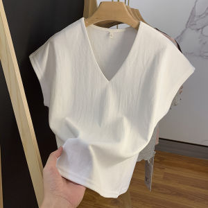 Áo Thun Nữ Dáng Rộng Cổ Chữ V Tay Ngắn Mùa Hè Mới Thiết Kế Mới Dáng Ôm Vừa Vặn Che Giấu Mỡ Thừa Chất Liệu Cotton 100%