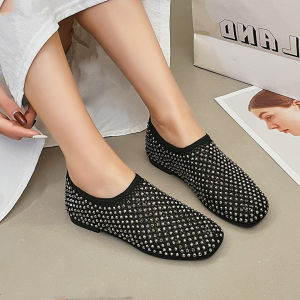 DIANCHA | Lace Cutout Sparkle Flat Single Shoes
