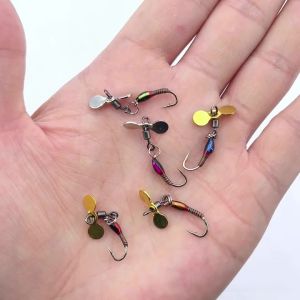 5pcs Natural Insect Lures Bait Fly Hooks Flies Fly Fishing Propeller Sequins Fishhook Trout Epoxy Nymph Midge Fly Fishing Lure