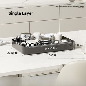 Double Layer Cup Holder Desktop Glass Tea Cup Drainage Rack High Aesthetic Value Home Use Tray Versatile Storage Organizer