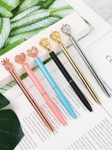 K-style Pineapple Heart-Shaped Cut Out Oil Ballpoint Pen Crown Goddess Truncheon Cute Student Gift Custom Lettering