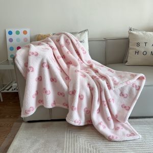 Warm Plaid Velvet Blanket Autumn Winter Cute Sofa Leisure Cover Blanket Dormitory Flannel Blanket Nordic Style Cartoon Pattern