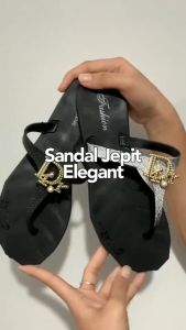 OKAIDO Sandal Jepit Wanita Cewek Mewah Elegan Fashion Model Korea Style Hitam Sendal Karet Jelly
