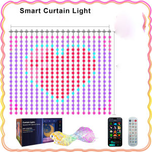 Smart Curtain Lights LED RGB String Lights with Music Sync APP Remote Control Fairy Lights for Bedroom Party Garden Decor