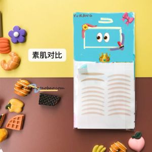 Natural Fairy Double Eyelid Tape Lace Grid Pattern Invisible Skin Tone Mesh Texture Half Moon Olive Shape Beauty Makeup Tool