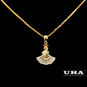 M1635 Mặt và Dây chuyền nữ thiết kế hình con CÔNG chạm khắc tinh tế UHA