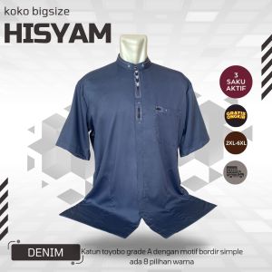 (BISA COD) Koko Jumbo Pria Dewasa Big Size XL XXL XXXL Terbaru Termurah Lengan Pendek Bordir HISYAM