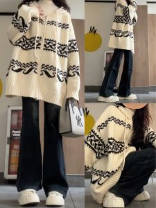 QIANCHANGNAAI | High-waist Flare Denim Pants Loose Plus Size Warm