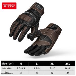 Motowolf | All Seasons Retro Leather Protective Ventilated Mens Motorcycle Gloves