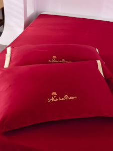 Luxurious Burgundy Silk Pillowcase Cooling Summer Wedding Red Pillow Core Cover Elegant Design Bedding Accessories