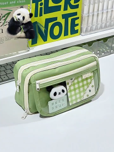 【SG】Dual-layer Flap Pencil Case Cartoon Transparent Pen Bag Large Capacity Pencil Case Student Stationery Storage