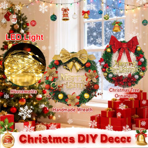 Christmas Wreath Decoration Door Models Xmass Decoration Sale Artificial Garland DIY Christmas Tree Decoration With Light Living Room Hallway Door Frame Staircase Christmas Decoration Christmas Eve New Year Halloween holiday Scene Arrangement