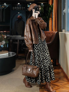 SHANGSHA | Stylish Elegant Brown Dress Set