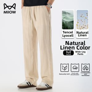 MiiOW | Vintage Linen Breathable Straight Cut Loose Trousers