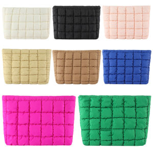 Womens Quilted Cosmetic Bag with Zipper Travel Makeup Organizer Durable and Lightweight