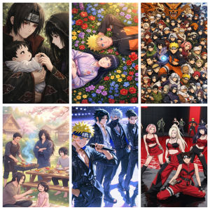 Bandai | Oil Painting By Numbers N-Naruto S-Sasuke Figures Japan Anime Home Decor Modern Wall Decor for Living Room Bedroom Gift No Frame