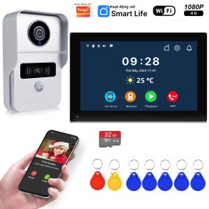 Hệ Thống Chuông Cửa Video Không Dây Wifi 1080P Màn Hình Cảm Ứng 7 Inch Video Intercom Với Thẻ 32GB Camera An Ninh Gia Đình