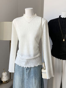 Korean Style Half High Collar Knitted Base Shirt Womens 2025 Autumn Winter Shoulder Length French Style Inner Wear Can Be Worn outside