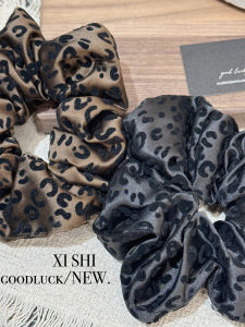 Fashionable Satin Velvet Leopard Print Hair Ties Korean Style round Hair Bands Headbands for Women Girls Hair Accessories