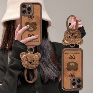 Hot Sale Phone Case for IPhone 16 15 14 13 12 11 Pro Max Plus New Cute Creative Trend Fashion Brown Bow Tie Bear All Inclusive Casing with 3D Doll Lanyard 2024