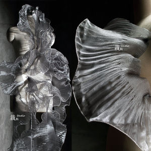 ผ้าขอบใบไม้โปร่งลายจุด 3 มิติ ผ้าตกแต่งสีผสมอ่อนๆ สำหรับตกแต่งบ้าน งานฝีมือ DIY ผ้าเนื้อนุ่ม สไตล์ยุโรป