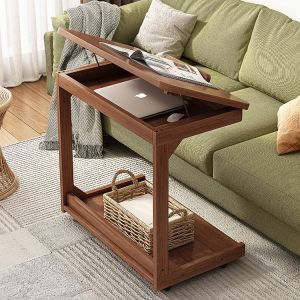 Moveable Square Side Table with Wheels