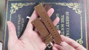 Vintage Handmade Genuine Leather Watch Band 20mm 22mm Old Brown Black Litchi Grain Cowhide Watchbands Soft Mens Stitching Strap