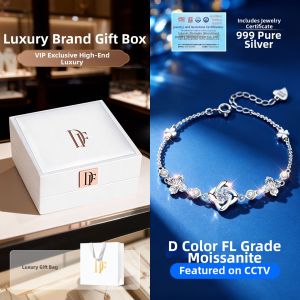 East Beauty | Lucky Clover 925 Sterling Silver Moissanite Necklace for Women