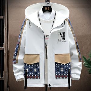 ROMON | Lormen Mens Short Outdoor Jacket Youth Fashionable Casual Windproof Workwear Zipper Closure Standard Fit Polyester Fiber