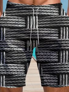 Hot Toys | Hot Selling Fashion New 3D Printed Three-dimensional Steel Bar Texture Pattern Outdoor Hip-hop Street Wear Shorts Large Size