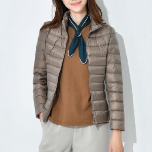 plus Size Womens down Jacket Short Lightweight Loose Outerwear White Duck Feather Autumn Winter Fashion Commute Style Zipper