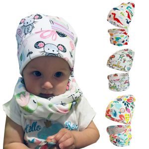 2 PCS Autumn Baby Hat Scarf Set Cartoon Pattern Baby Beanies Cap Boy Girl Spring Fall Winter Hats Infant Toddler Bonnet
