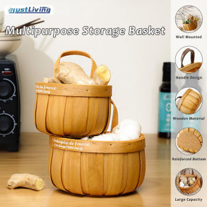 Justliving 1 cái giỏ đựng tỏi gừng hành tây nhà bếp Giỏ đựng trái cây sấy khô giỏ treo tường Nhật Bản gia dụng giỏ đựng hoa giỏ đựng đồ đan xen giỏ treo tường bằng tre