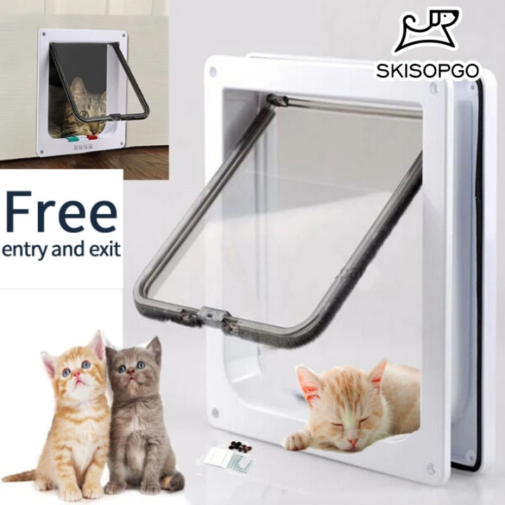 SKISOPGO Smart Pet Door 4 Way Locking Security Lock ABS Plastic Dog Cat