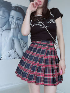 High Waist Plaid A-Line Short Skirt for Women Spring Summer New Style JK School Uniform Wind Split Skirt Slimming Effect