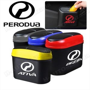Car Trash Can For Perodua Viva Ativa Kembara Kancil Bezza Axia Alza Aruz Myvi Kelisa Kenari Fashion Hanging Trash Bin Plastic Bag With Lid Mini Garbage Bin Emblem Logo Home Office Storage Car Accessories Interior
