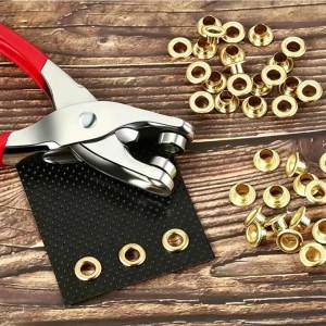 1 Set Grommet Eyelet Plier Set Eyelet Hole Punch Pliers Kit With 100 Metal Eyelets Grommet Tool Kit For Leather Cloth