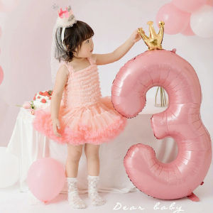 40-Inch Large Pink Crown Aluminum Foil Birthday Party Balloons Photography Decoration Arrangement Childrens Baby Photo Props