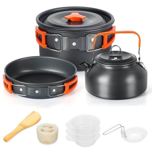 Outdoor camping cooking set aluminum alloy material pot set portable camping equipment for hiking and outdoor travel