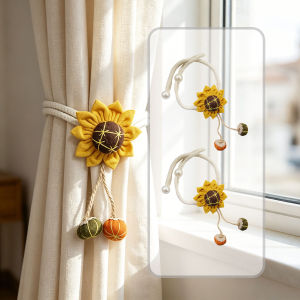 2pcs Sunflower Curtain Tiebacks Cotton Braided Holdbacks for Boho & Farmhouse Home Decor