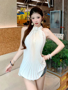 Heavy Embellished Diamond Backless Tube Top Vest Women Summer Pleated Sleeveless Outfit Design Spicy Girl Top Outerwear