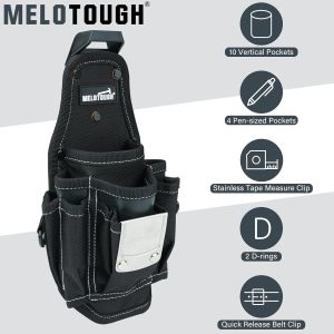 Small Tool Pouch with Quick-Release Belt Clip. Features a larger pocket clip and loop for secure portable tool holder accessory