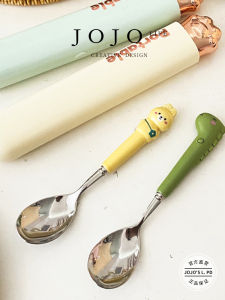 Creative Baby Spoon Fork Set for Toddler Home Use Auxiliary Food Utensils Stainless Steel Self Feeding Baby Feeding Supplies