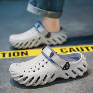 New 2025 Mens Holes Shoes White Jingting Little Bobo Sandals Anti-slip Beach Casual Slip-ons Summer Breathable EVA Flat Heel